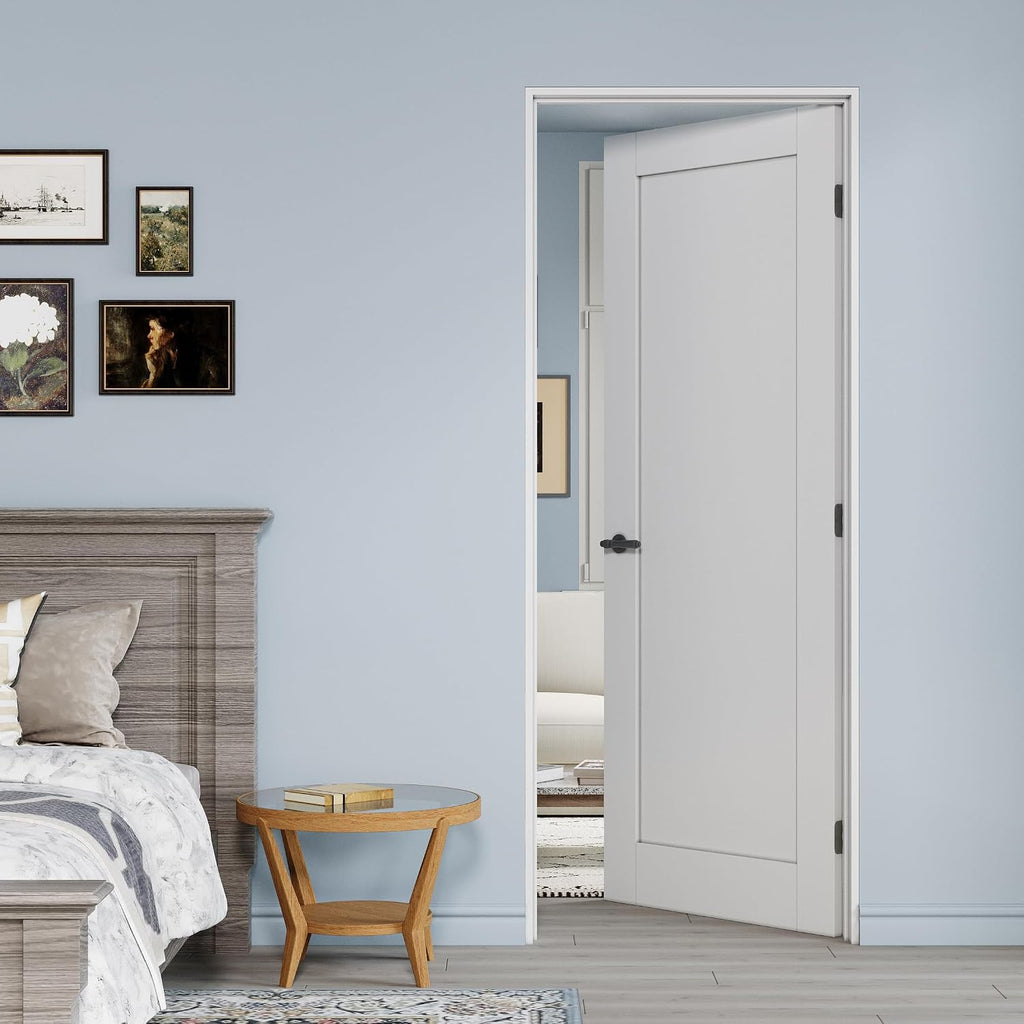 30' x 80' Prehung Door White Primed Panel Slab Doors with Jamb Kit, Solid Core MDF Interior Door for Bathroom Pantry Laundry, Easy Assemble - Right Handed
