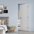 30' x 80' Prehung Door White Primed Panel Slab Doors with Jamb Kit, Solid Core MDF Interior Door for Bathroom Pantry Laundry, Easy Assemble - Right Handed