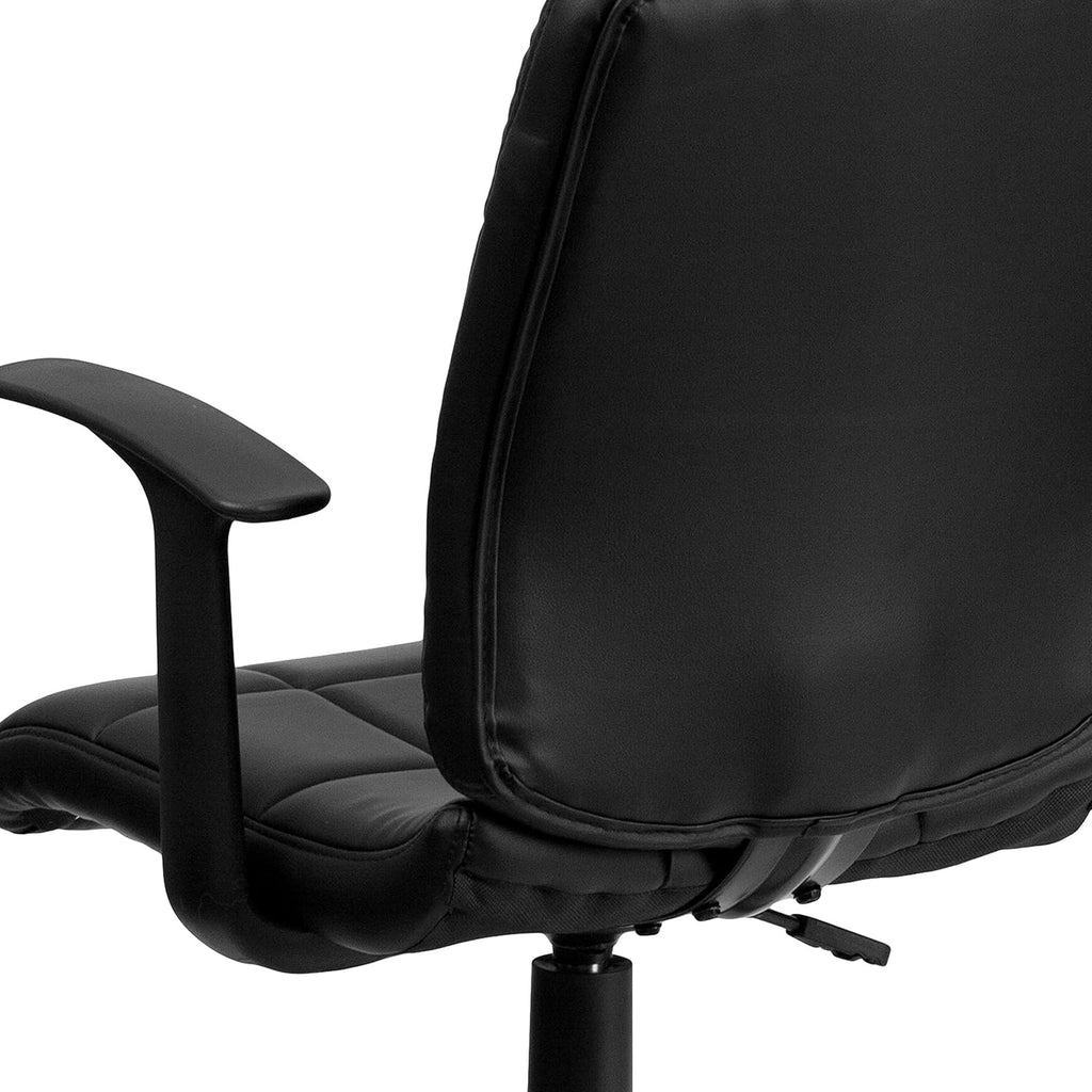 Flash Furniture Clayton Mid-Back Black Quilted Vinyl Swivel Task Office Chair with Arms