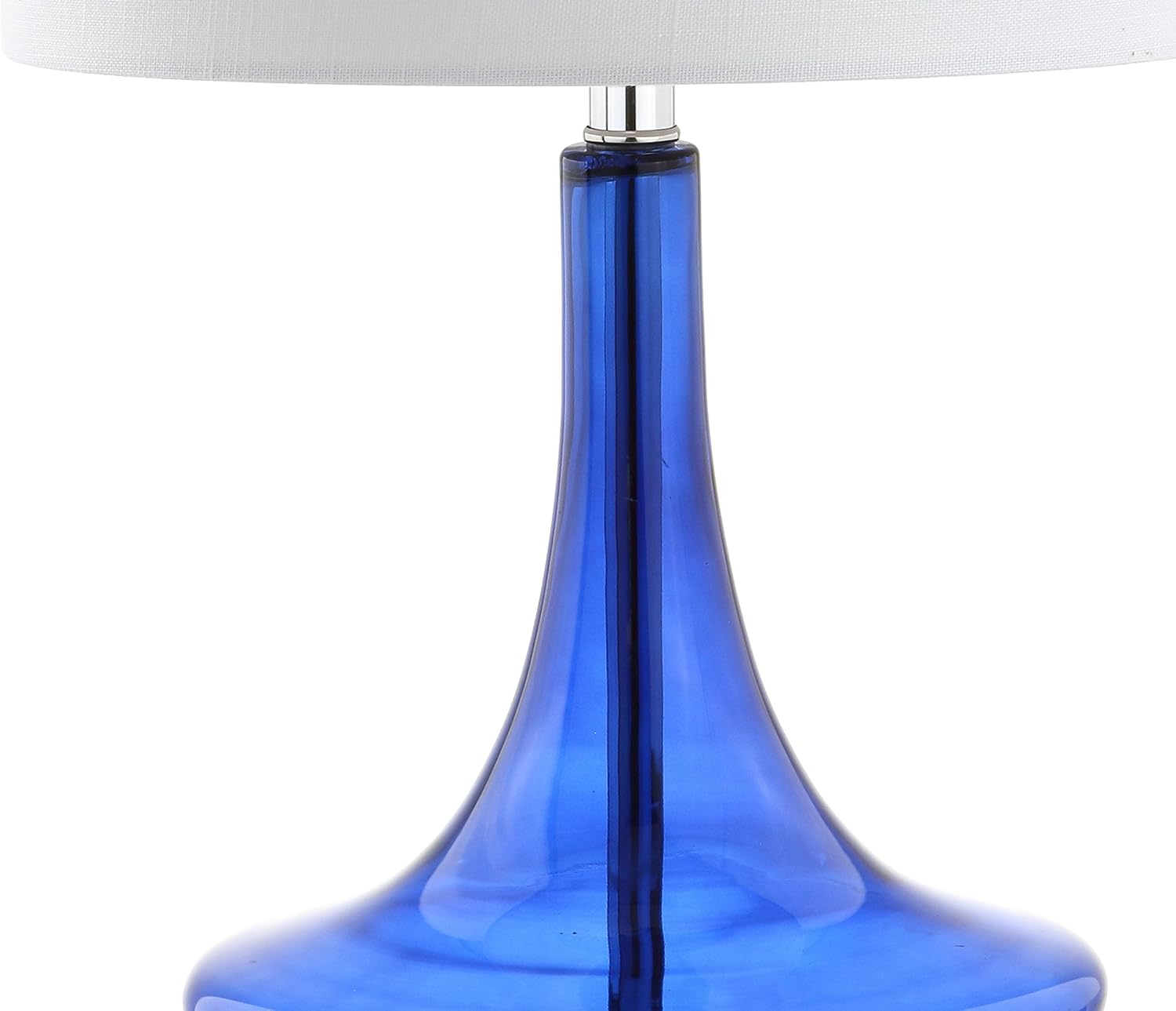 JONATHAN Y 25.5' Cobalt/Chrome Glass Teardrop Table Lamp Set of 2 for Bedroom, Modern Bedside Lamps for Living Room, White Linen Drum Shade, LED Bulbs Included (JYL1081D-SET2)
