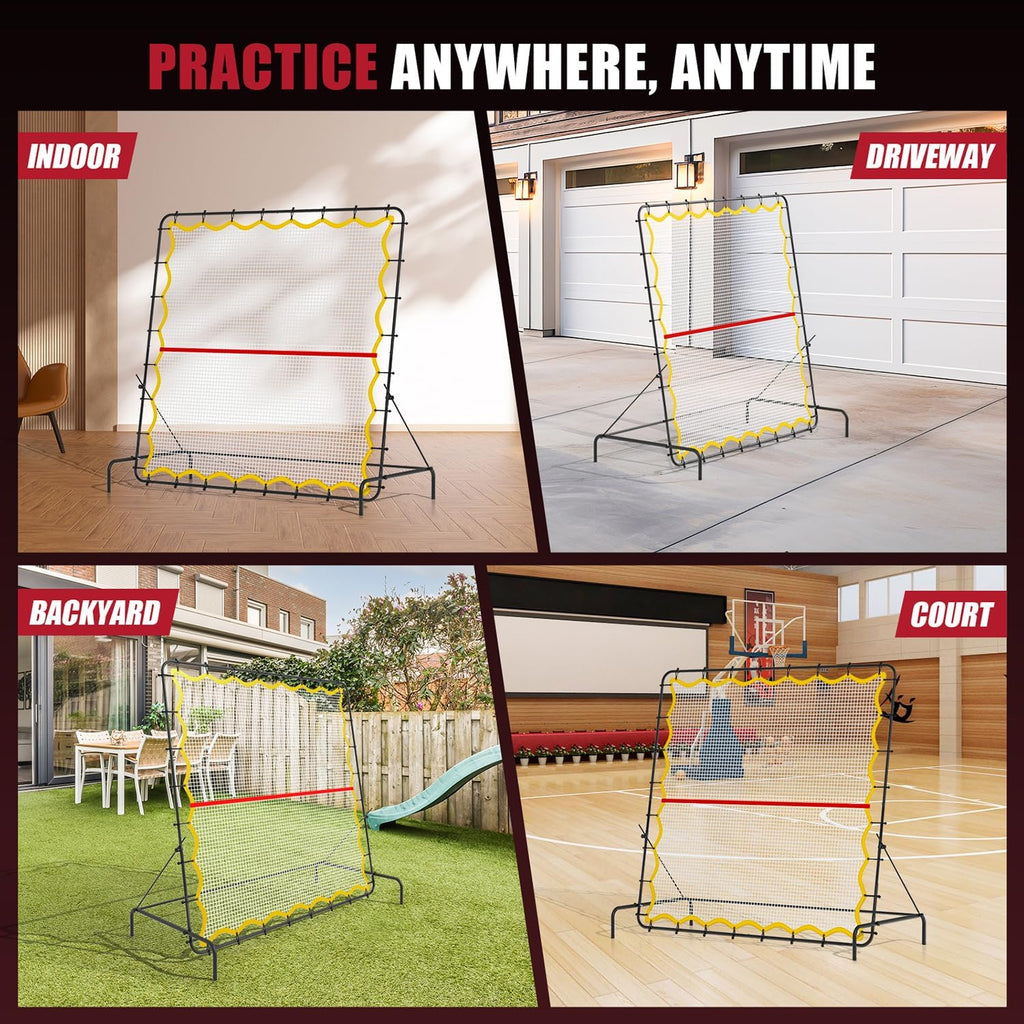 Pickleball Rebounder Net 6.5x6.5ft Portable Tennis Practice Wall Rebound Net Adjustable Tilt, Sport Training Equipment Bounce Back Net, for Court Backyard and Indoor & Outdoor