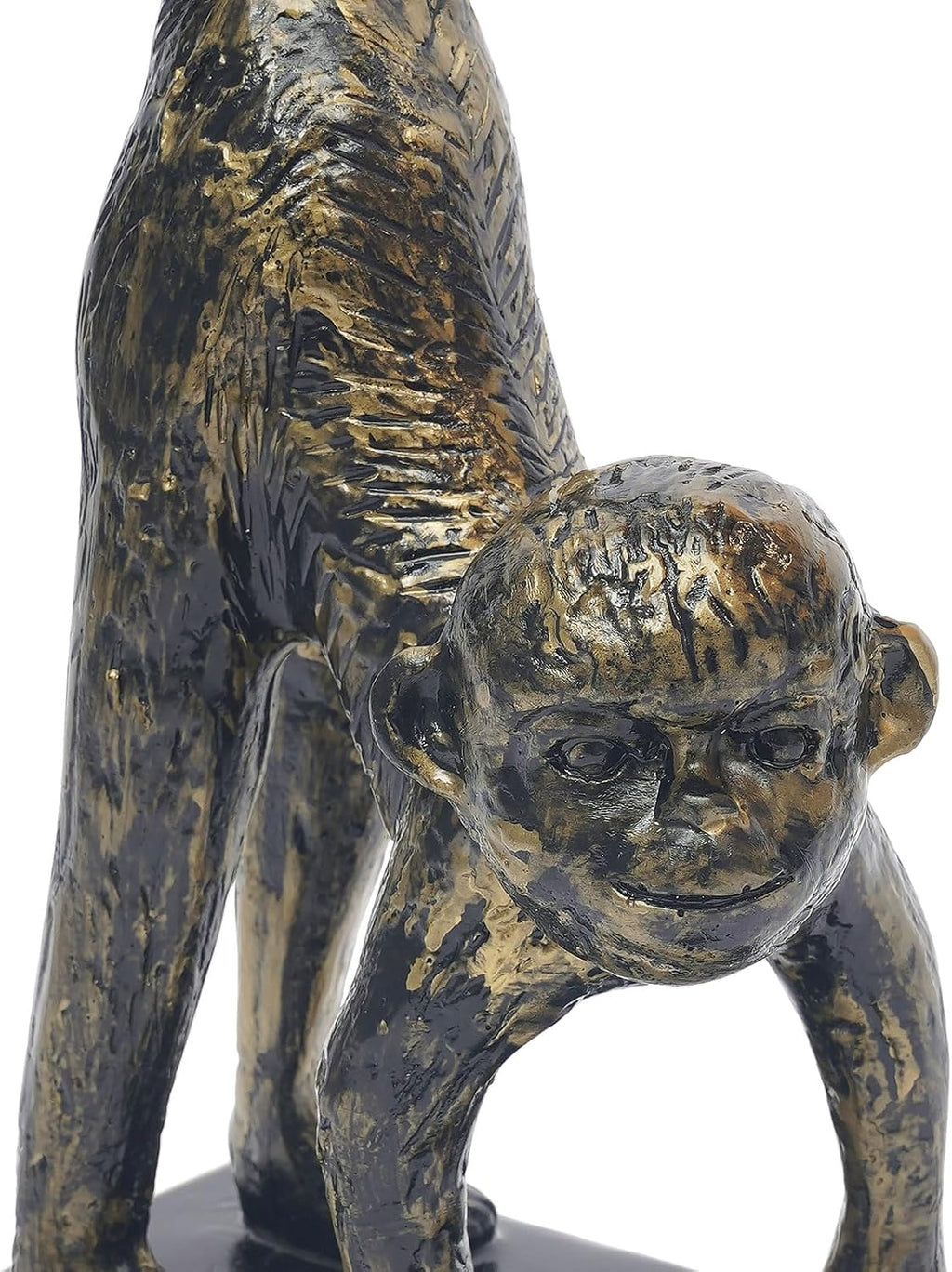 Bedside Table Lamp, Monkey Desk Lamp E26 Creative Animal Gold Resin Bed Side Lamps Sitting Monkey Lighting Fixture for Bedroom Office Bar Cafe Living Room Decor (Right)