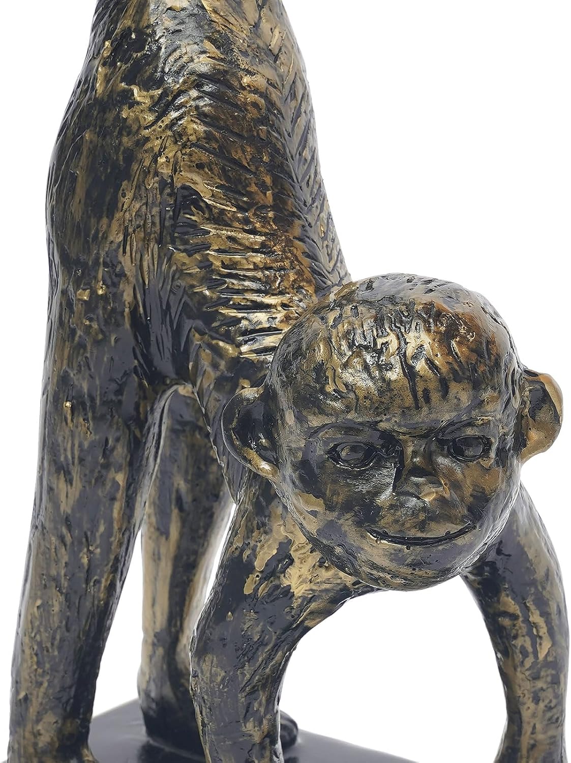 Bedside Table Lamp, Monkey Desk Lamp E26 Creative Animal Gold Resin Bed Side Lamps Sitting Monkey Lighting Fixture for Bedroom Office Bar Cafe Living Room Decor (Right)