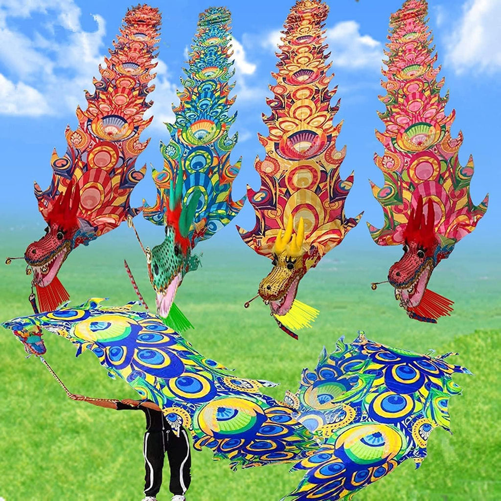 Chinese Dragon Costume 3D Lion Dance Ribbon Streamer Silk Cloth Dragon Dance Long Dragon Ribbon Streamer Dragon and Lion Dance Props Lion Dance Costume(Red,10m)
