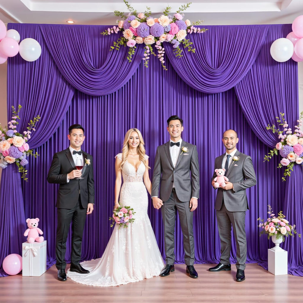 50ft x 12ft Purple Backdrop Curtains Wrinkle Free Backdrop Curtain for Wedding Parties Purple Fabric Backdrops Drapes Back Drop Cloth Bridal Shower Stage Curtains Wedding Decorations for Reception