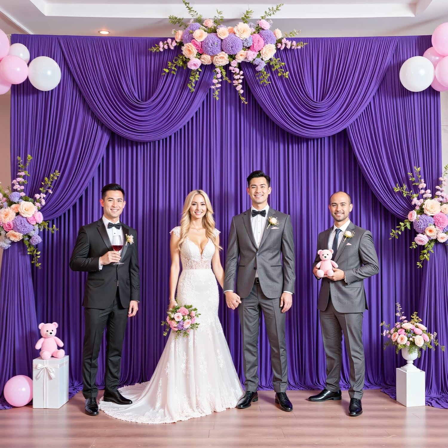 50ft x 12ft Purple Backdrop Curtains Wrinkle Free Backdrop Curtain for Wedding Parties Purple Fabric Backdrops Drapes Back Drop Cloth Bridal Shower Stage Curtains Wedding Decorations for Reception