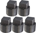 SUPPLYGIANT BMPL1000S-5 BMPL1000-5 Black Pipe Fitting, Malleable Iron Plug with Square Head Threaded Connector 1 Inch (Pack of 5)