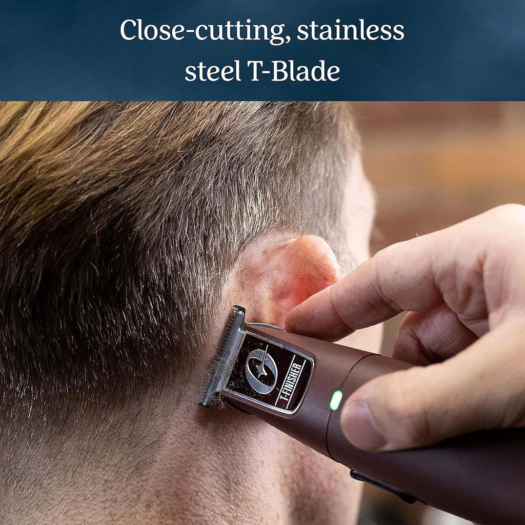 Oster Professional Cordless Hair Trimmer with Rechargeable Battery and Ergonomic Design, T-Finisher T-Blade Trimmer, Burgundy