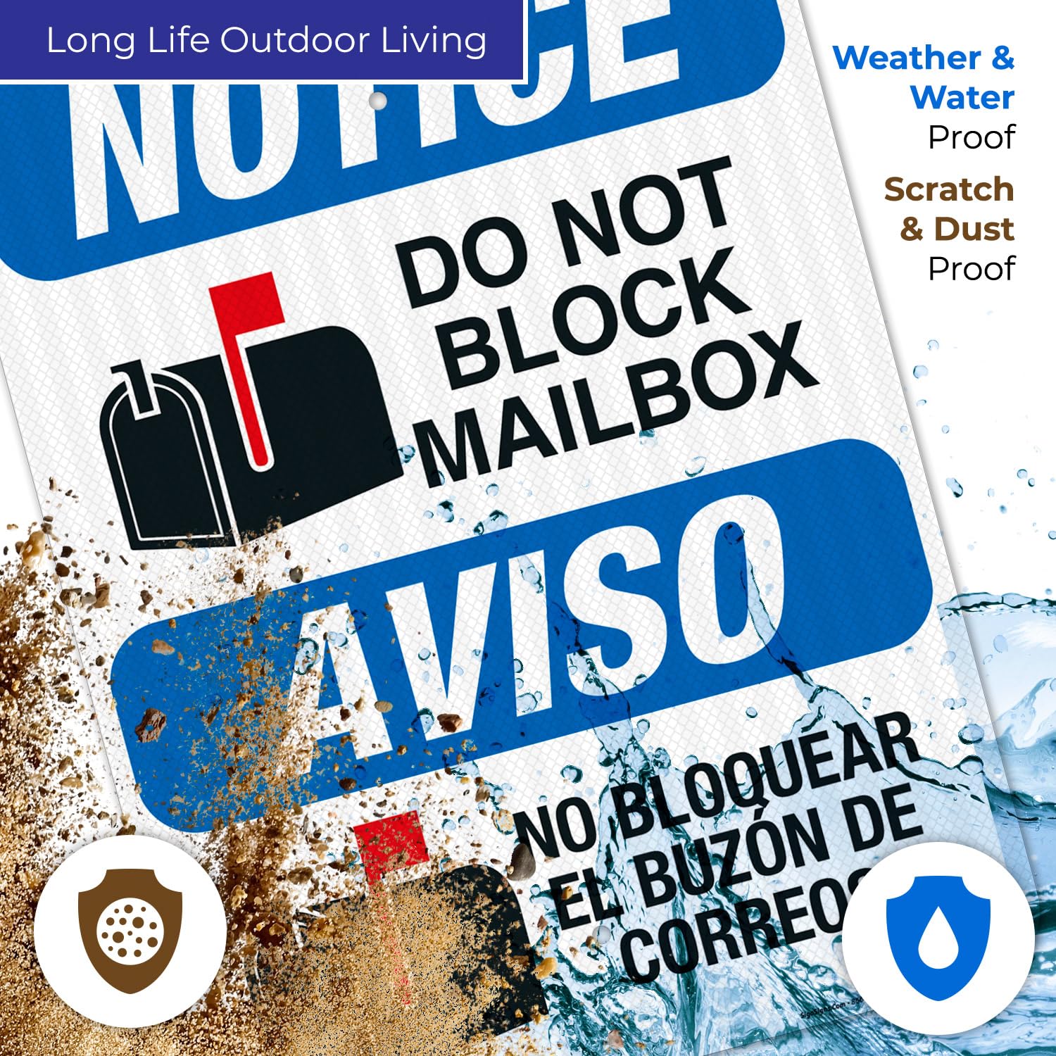 Do Not Block Mailbox Bilingual Sign, 18x24 Inches, 3M EGP Reflective with Post & Cast Iron Base Stand Set Made in USA by Sigo Signs