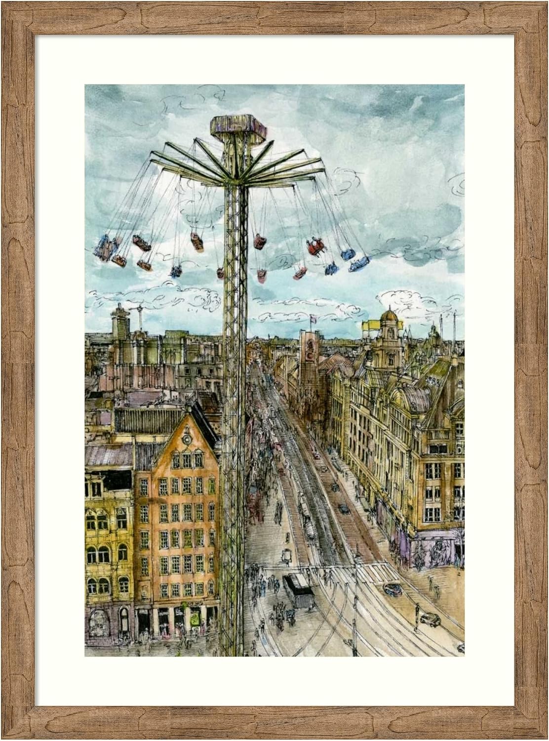 Amanti Art Framed Wall Art Print 44x32 European Afternoon IV by Melissa Wang, Cityscapes Wall Art, Industrial Urban Decor, X-Large Poster Painting Artwork for Living Room, Bedroom, Bathroom, Kitchen,