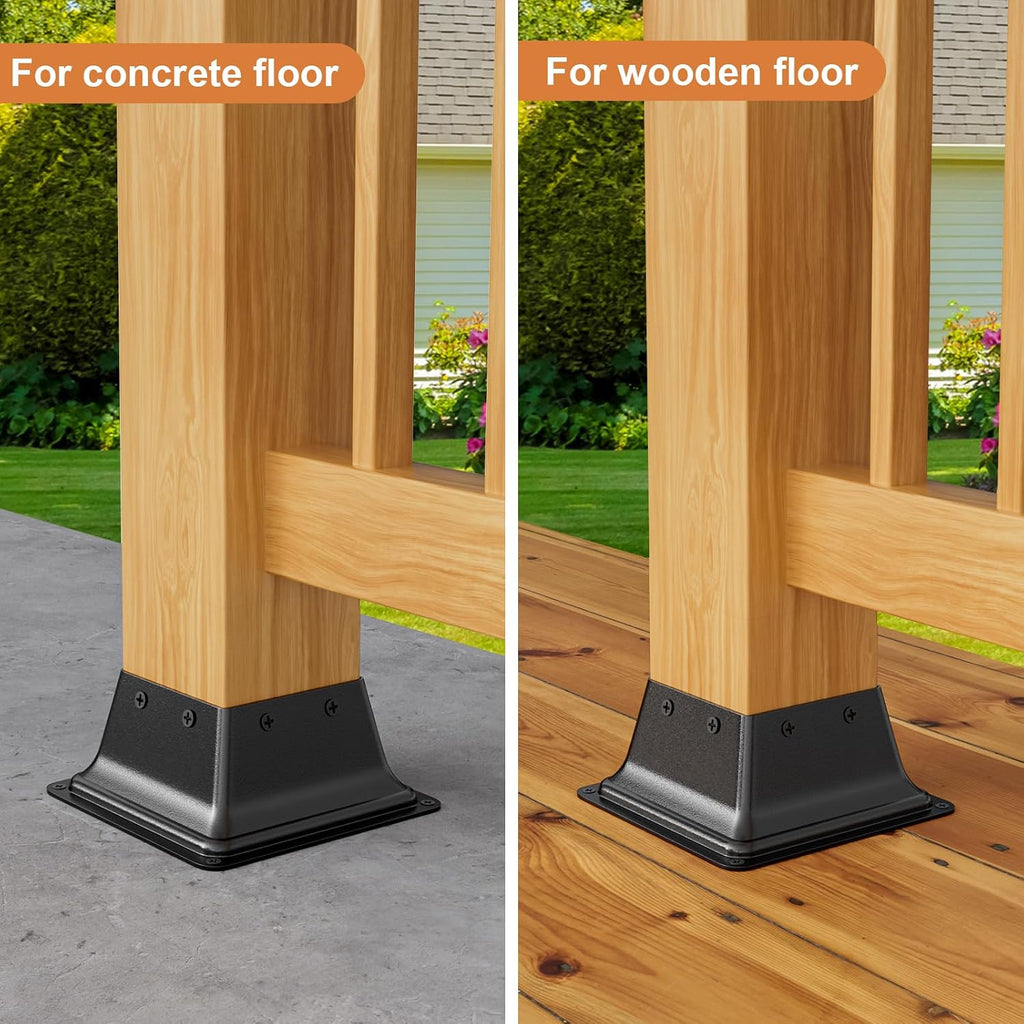 FMhotu 4x4 Post Base 20Pcs, Internal 3.6'x3.6' Heavy Duty Powder-Coated Steel Post Bracket Fit for Standard Wood Post Anchor, Decking Post Base for Deck Porch Handrail Railing Support with Screws