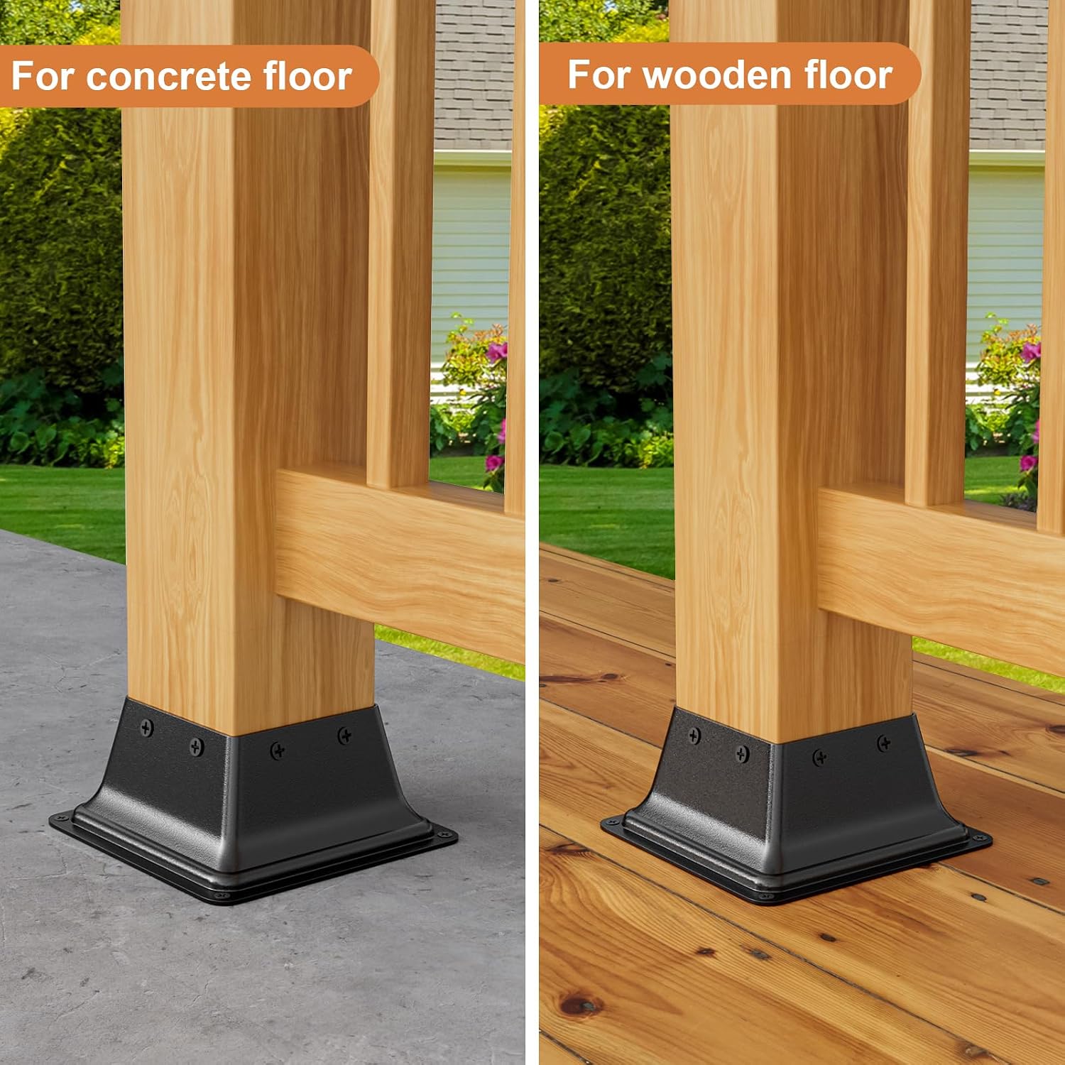 FMhotu 4x4 Post Base 20Pcs, Internal 3.6'x3.6' Heavy Duty Powder-Coated Steel Post Bracket Fit for Standard Wood Post Anchor, Decking Post Base for Deck Porch Handrail Railing Support with Screws