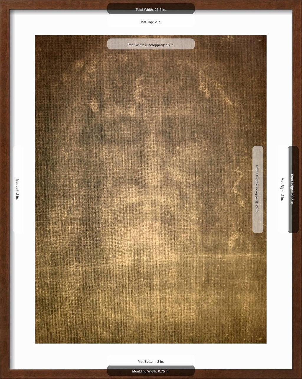 ART.COM Framed Wall Art Prints Detail of Shroud of Turin in Chiesa Della Ss. Annunziata Church, Turin, Piedmont, Italy, Europe, Places Decor, 18' x 24', Espresso Frame with White Mat