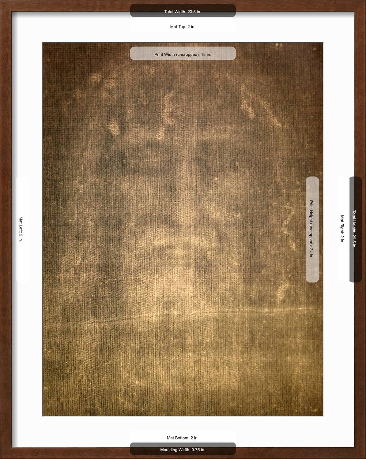 ART.COM Framed Wall Art Prints Detail of Shroud of Turin in Chiesa Della Ss. Annunziata Church, Turin, Piedmont, Italy, Europe, Places Decor, 18' x 24', Espresso Frame with White Mat