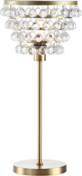 JONATHAN Y 25' Brass Gold/Clear Table Lamp, Modern Industrial Chandelier Style Light, Clear Crystal Beads, Glam Bedside Nightstand Lamp for Bedroom Living Room, LED Bulb Included (JYL9004B)