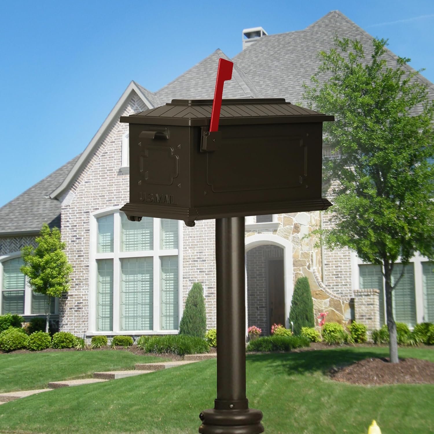Special Lite Kingston Curbside Mailbox - Mocha Aluminum Mailbox for Post Mount - SCK-1017-MOC
