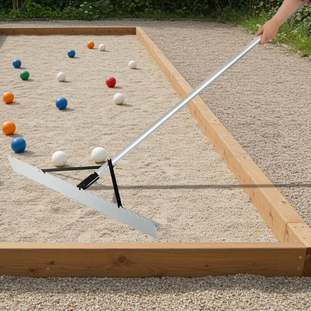 Yaocom 36' Width Bocce Court Rake 2 in 1 Bocce or Tennis Court Scarifier Aluminum Maintenance Rake, Straight Edge for Smoothing/Teeth Side for Scarifying