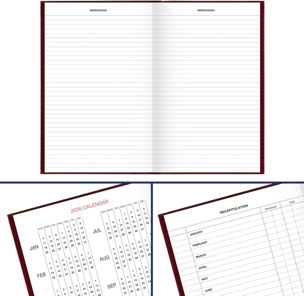 AT-A-GLANCE 2026 Diary, Daily, Standard Diary & Address Notebook, 7-3/4' x 12', Large, Hardcover, Red (SD3771326)