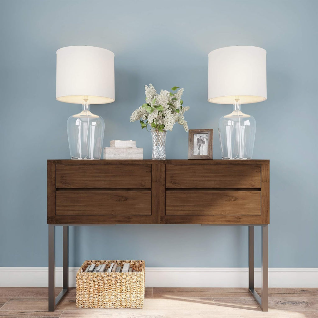 Table Lamps – Set of 2 Cloche Style Glass Modern Farmhouse Lighting for Living Room, Bedroom or Office – Energy Efficient LED by Lavish Home