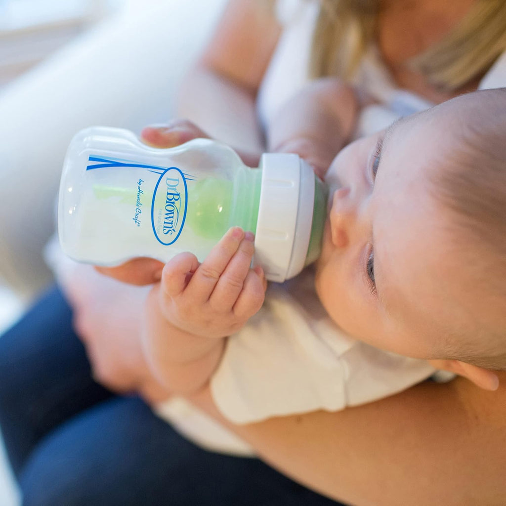 Dr. Brown's Natural Flow® Anti-Colic Options+™ Wide-Neck Baby Bottles 5 oz/150 mL, with Level 1 Slow Flow Nipple, 4 Count, 0m+ (Pack of 6)