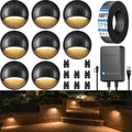 SUNVIE All-in-One Low Voltage Deck Lights Kit, 8 Pack 5W Low Voltage Landscape Lighting with 60W Transformer 100FT Wire and Connectors, 3000K 12-24V AC/DC LED Deck Step Lights for Fence Post Patio