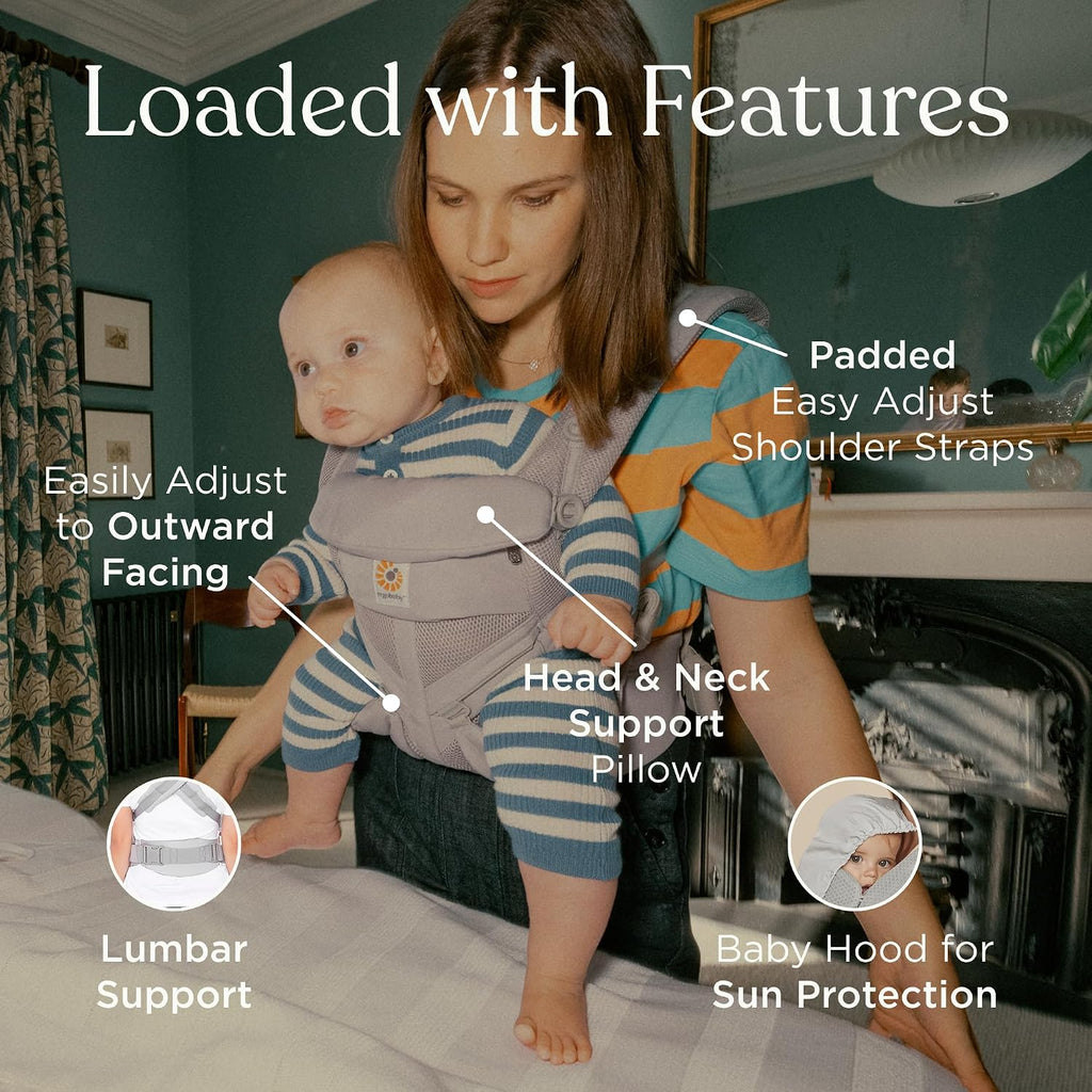 Ergobaby Omni Classic Baby Carrier Newborn to Toddler - Breathable Baby Carriers for Summer - All-Position Carrier with Lumbar Support (7-45 Pounds), Mesh, Soft Olive Diamond