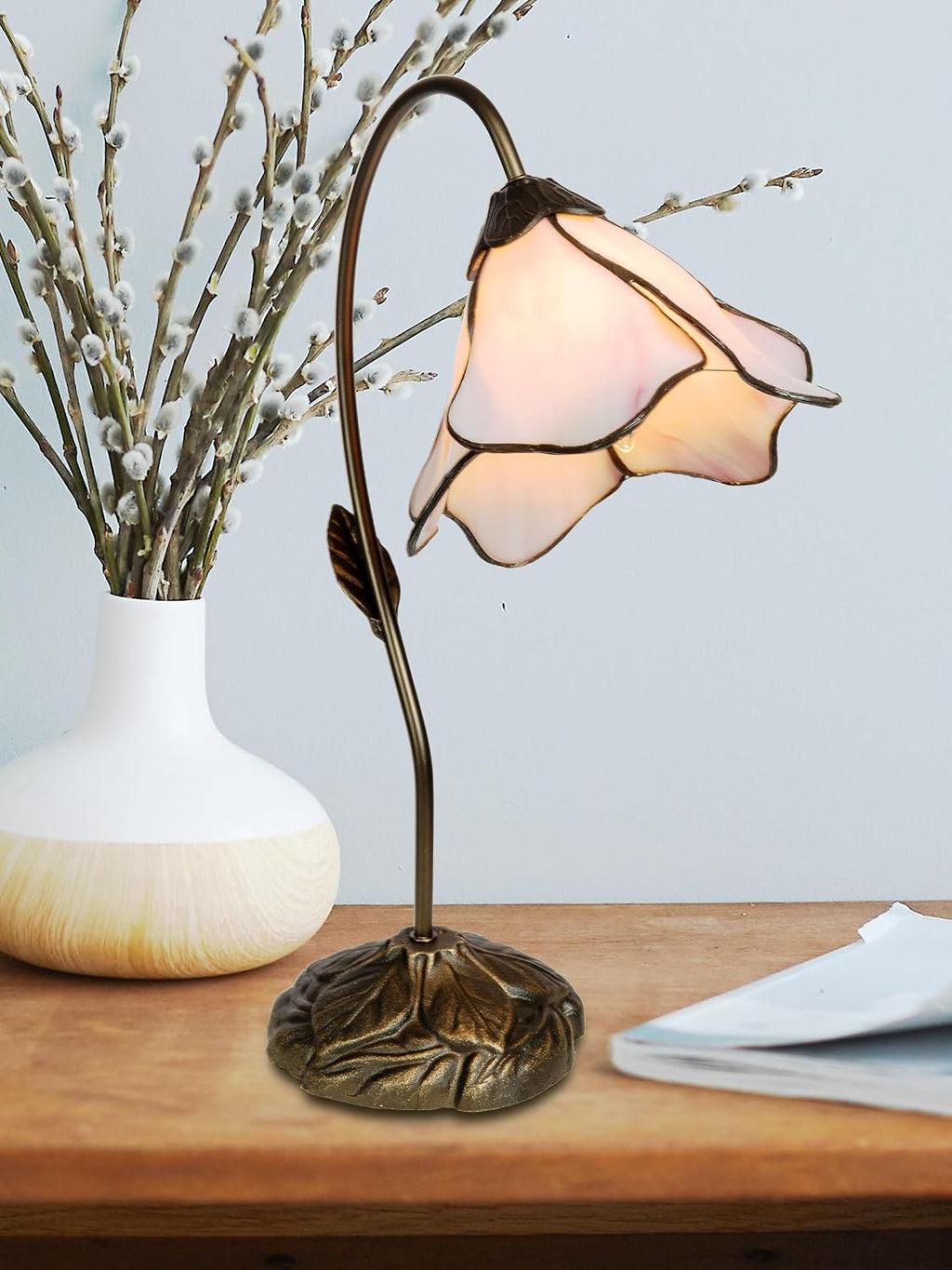 Dale Tiffany TT101307 Poelking Table Lamp, Chocolate Bronze and Art Glass Shade, 10' x 10' x 21'