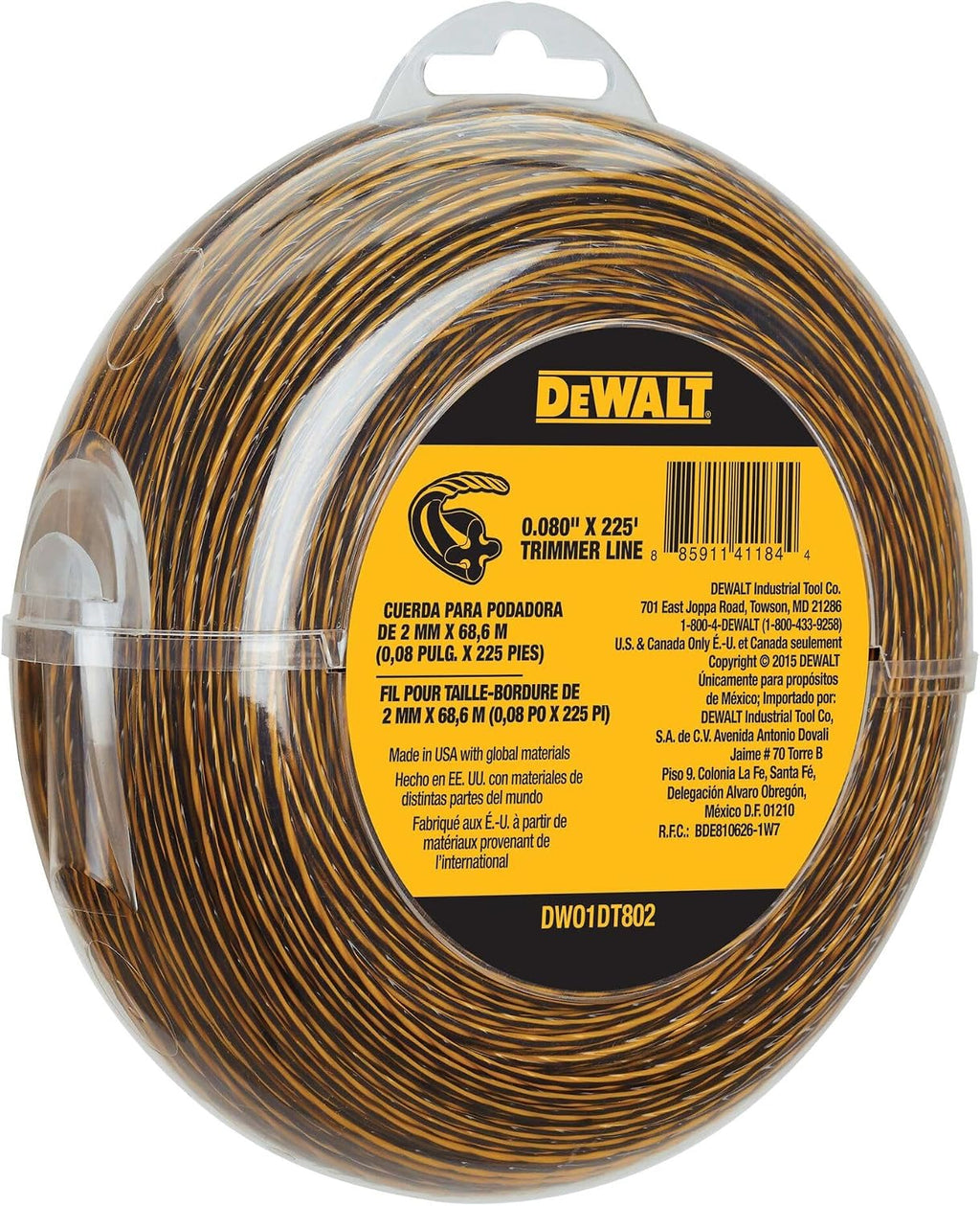 DEWALT Trimmer Line,225-Foot by 0.080-Inch (DWO1DT802),(Pack of 6)