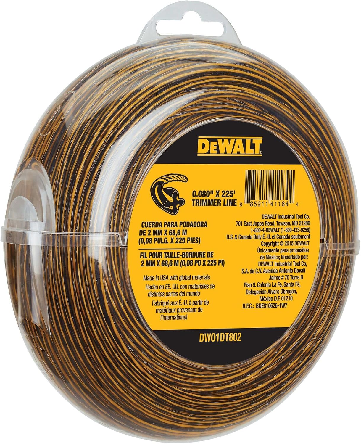 DEWALT Trimmer Line,225-Foot by 0.080-Inch (DWO1DT802),(Pack of 6)