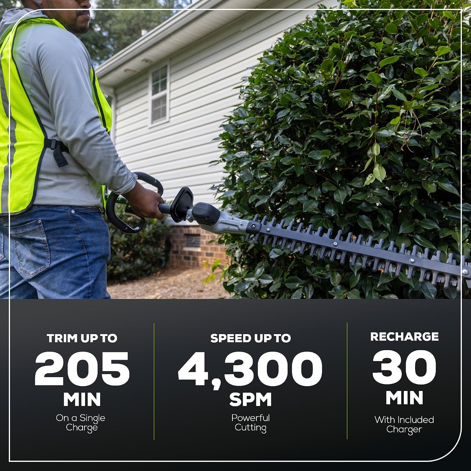 Greenworks 82V 24' Brushless Cordless Short Pole Hedge Trimmer, 2.5Ah Battery and Dual Port Rapid Charger (Great for Landscapers and Professionals)