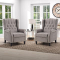 IOMOR Push Back Recliner Chair Fabric Lounge Armchair Pushback Recliner with Rivet Decoration Wingback Single Sofa Chair with Padded Seat for Living Room, Bedroom Set of 2, Grey