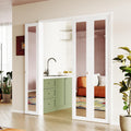 180 Degree Bifold Door, for 60″x 80″ Door Openings, White 1-Lite Mirrored Folding Door with Hinges Hardware Set, Full Access Bifold Closet Doors Perfect for Interior Openings