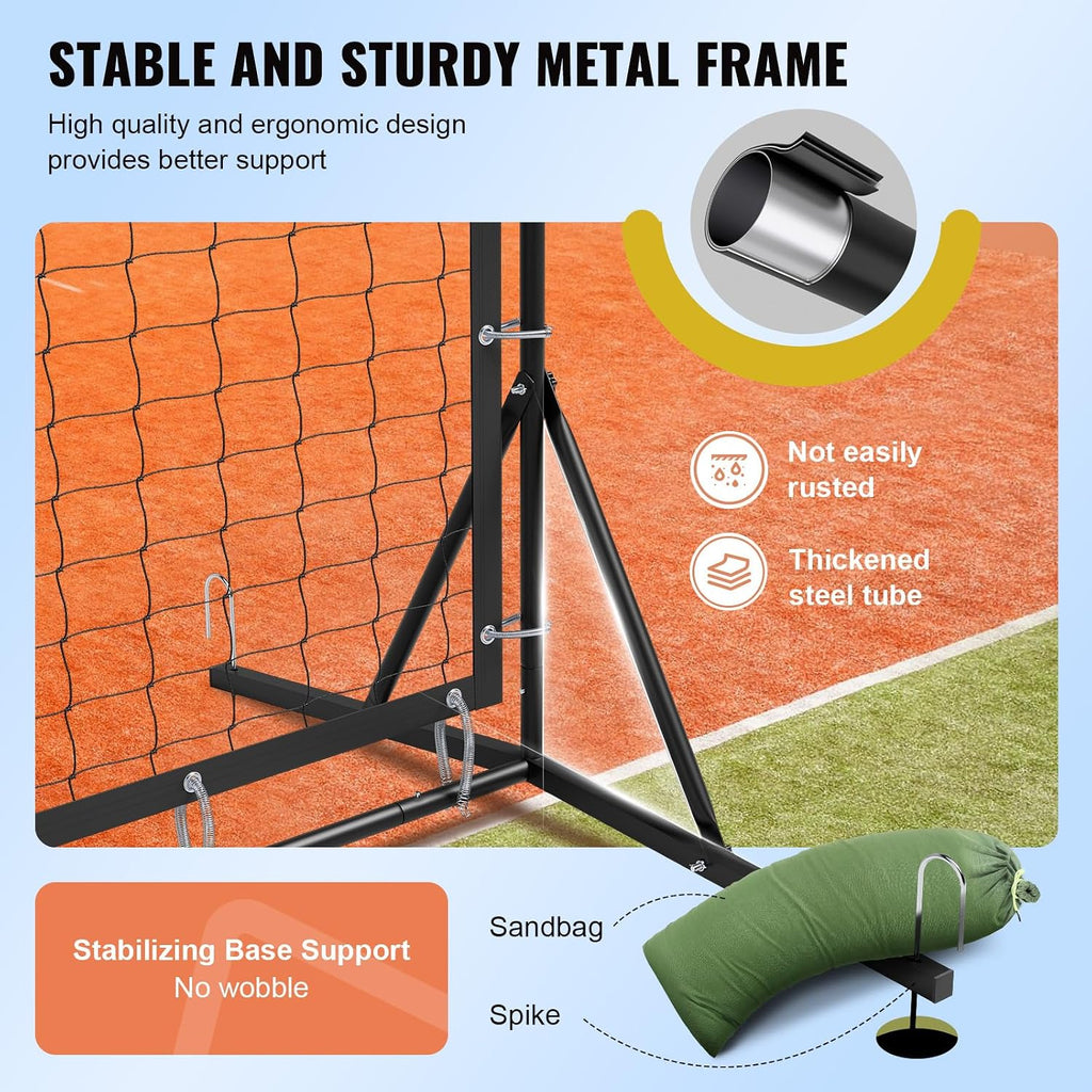 9.4ft x 7.4ft Tennis Rebounder Net, Tennis Rebounder Trainer, Multi-Sport Training Bounce Back Net for Tennis, Baseball, Lacrosse, Hockey, Softball, Pickleball, Ball, for Backyard and Indoor & Outdoor