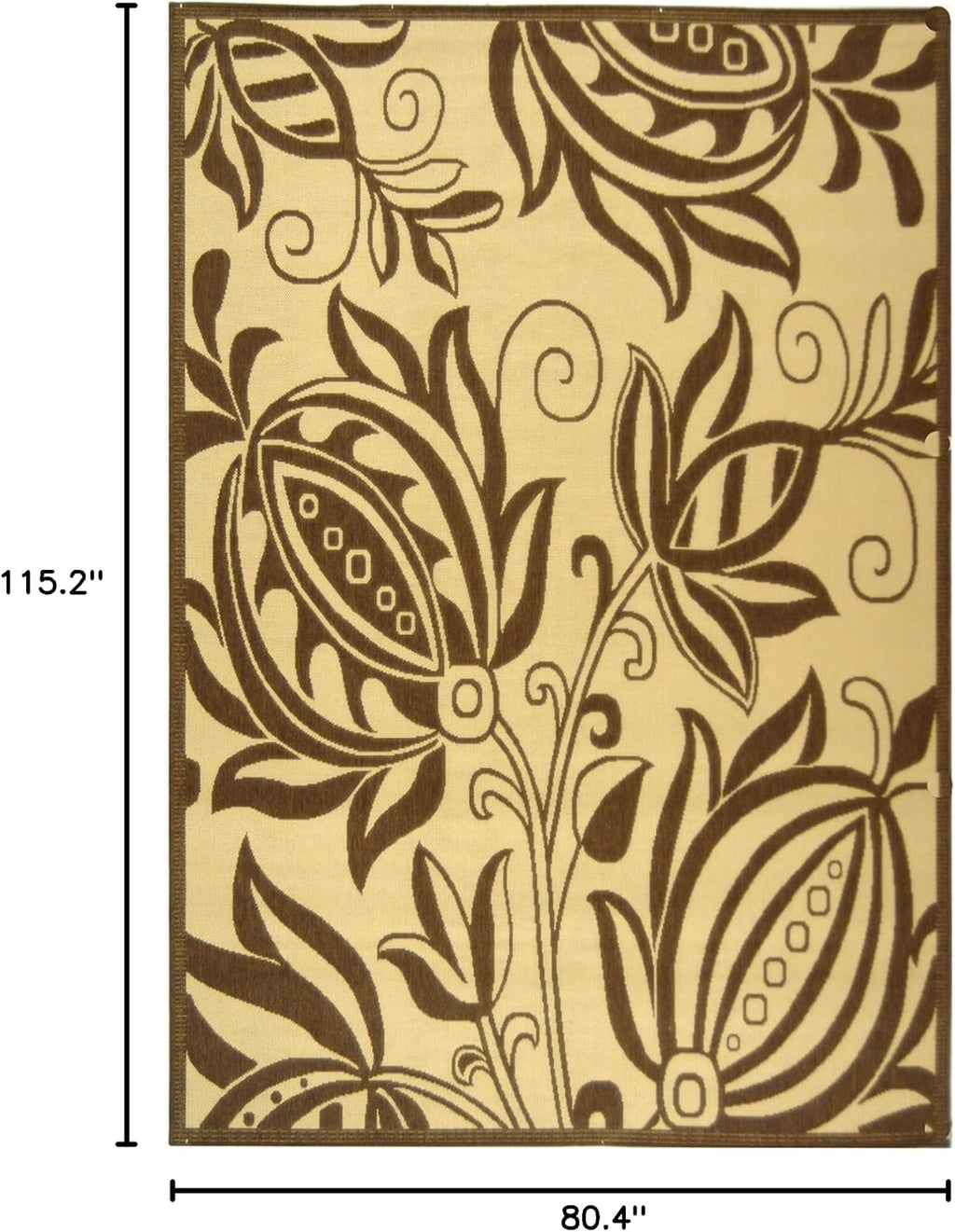 SAFAVIEH Washable Rug Outdoor Courtyard Collection - 6'7' x 9'6', Natural & Brown, Non-Shedding & Easy Cleaning, Ideal for Patio, Backyard, Mudroom (CY2961-3001)