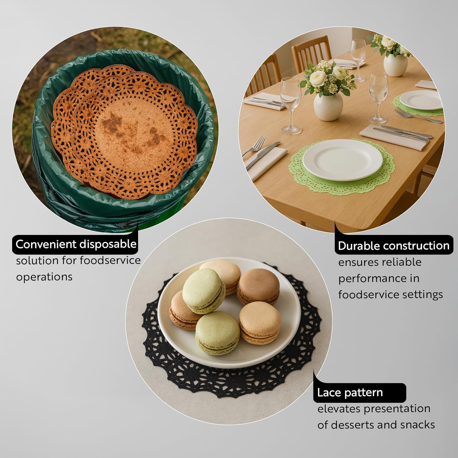 Restaurantware-Pastry Tek 6 x 6 Inch Paper Lace Doilies, 4000 Disposable Table Doilies - Elegant Lace Finish, Long Lasting, Yellow Paper Placemat, for Pastries, Cupcakes, Desserts