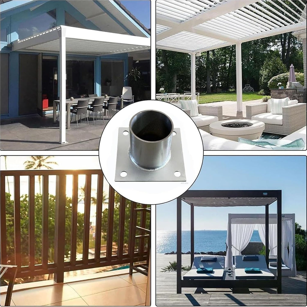 Wooden Fence Pavilion Base Bracket, Round Post Stand Bracket for Porch/Patio/Post Light/Flag Round Posts, Pavilion Base, Sturdy Construction(Dia 1.6 X 2IN(40 X 50MM),2 pcs)