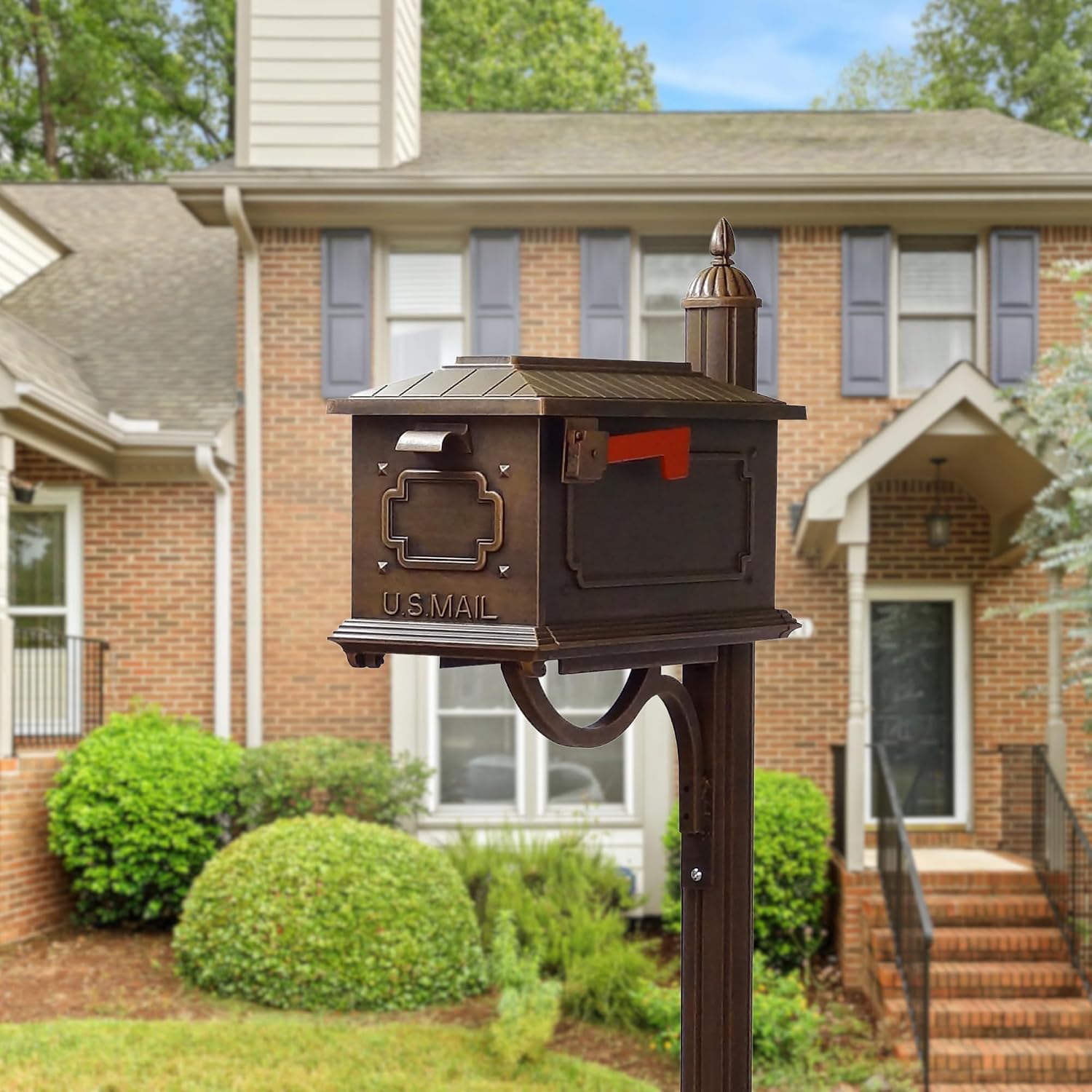 Special Lite Kingston Curbside Mailbox - Copper Aluminum Mailbox for Post Mount - SCK-1017-CP