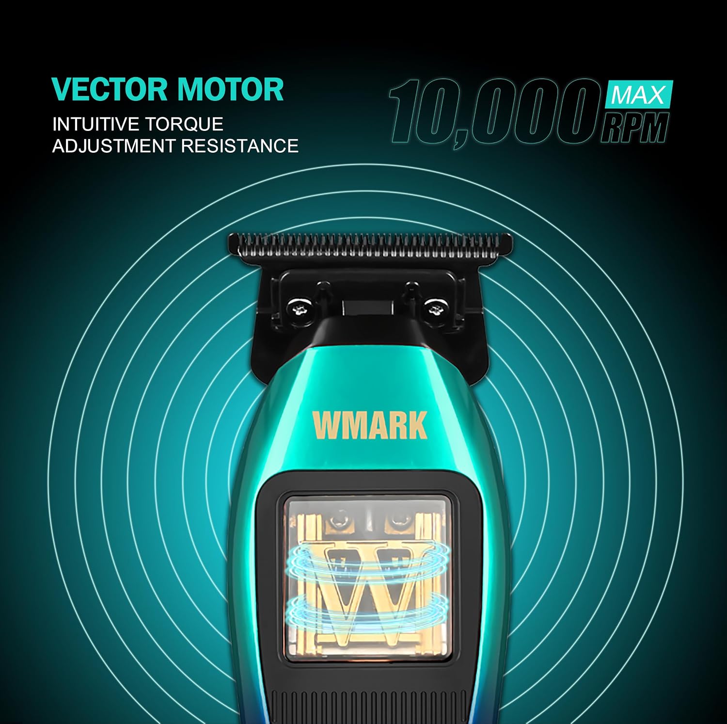 WMARK Professional Cordless Detail Hair Trimmer for Men & Barbers - 10,000 RPM Maglev Vector Motor, DLC Blade, 3 Gradient-Colored Modular Lids & Repair Tools, Rechargeable, NG-XT1 Polar