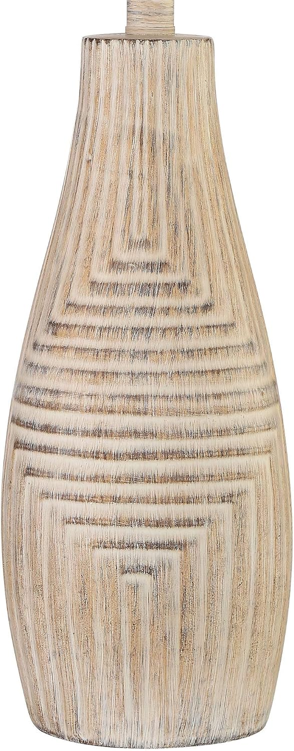 John Timberland Chico Rustic Southwest Natural Cottage Core Table Lamp 27' Tall Faux Light Wood Oatmeal Fabric Drum Shade for Living Room Bedroom House Bedside Nightstand Home Office Reading