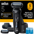 Braun Series 5 Electric Shaver for Men, Wet & Dry Foil Razor, 4-in-1 Clean & Charge Center, Precision Trimmer Attachment, Replacement Shaver Head, Black 5165ps
