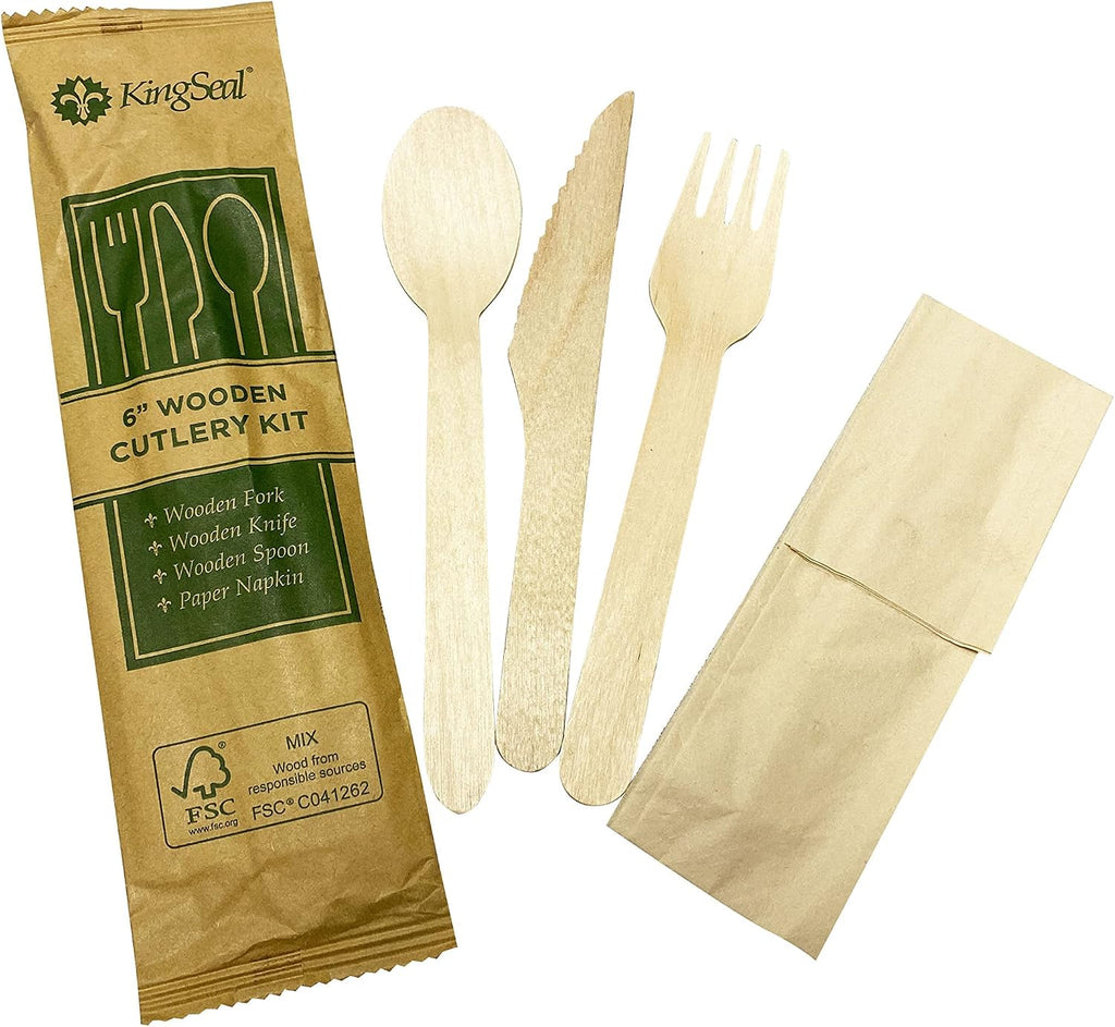 4,000 Count | KingSeal Disposable Birch Wood Cutlery Spoons, Biodegradable and Earth Friendly, 6 Inch Length, Commercial Bulk Pack - 40 Packs x 100 Spoons