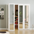 180 Degree Bifold Door, for 72″x 80″ Door Openings, White 1-Lite Mirrored Folding Door with Hinges Hardware Set, Full Access Bifold Closet Doors Perfect for Room Dividers