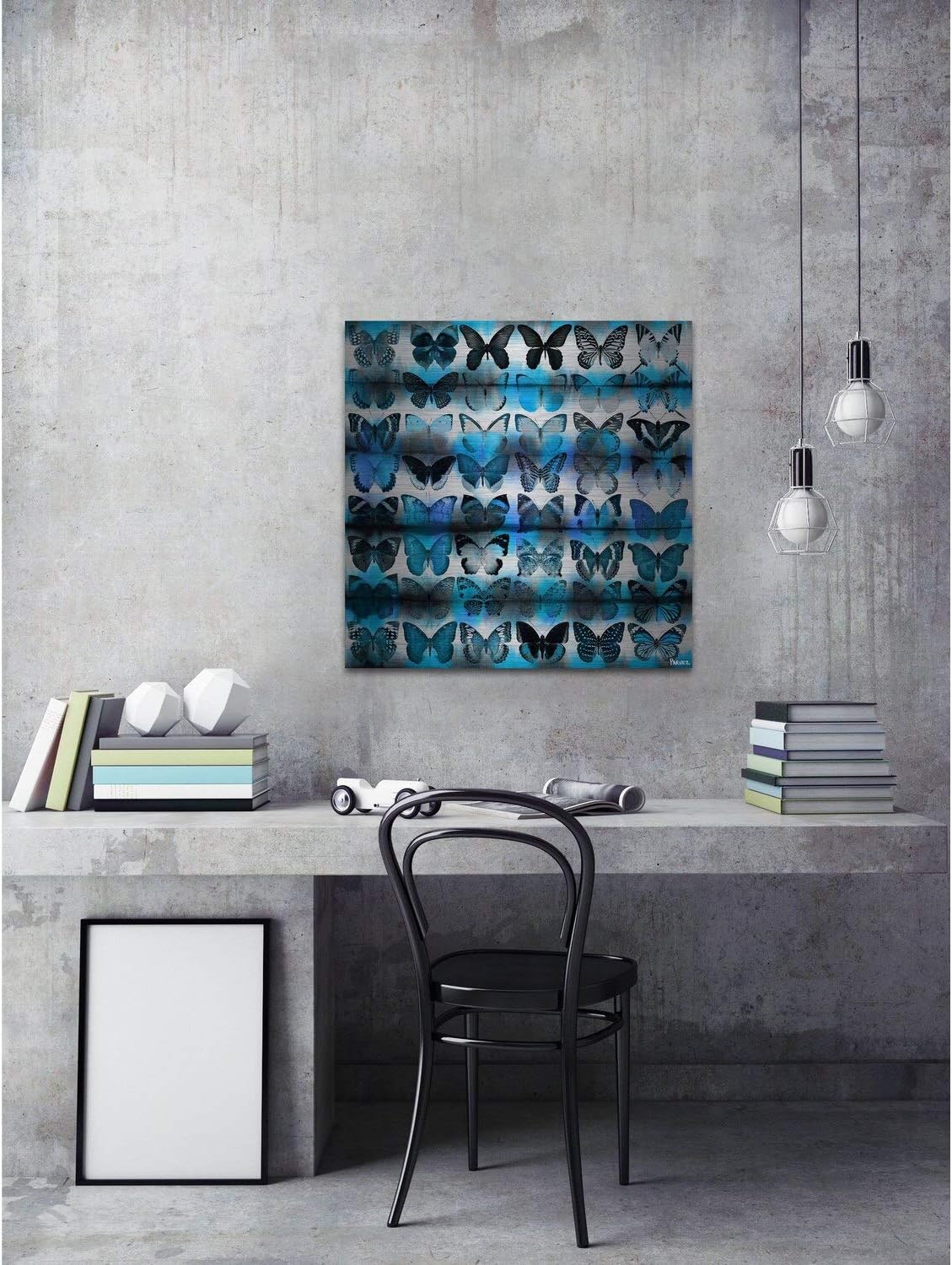 Parvez Taj Moth Blue Painting Print on Metal