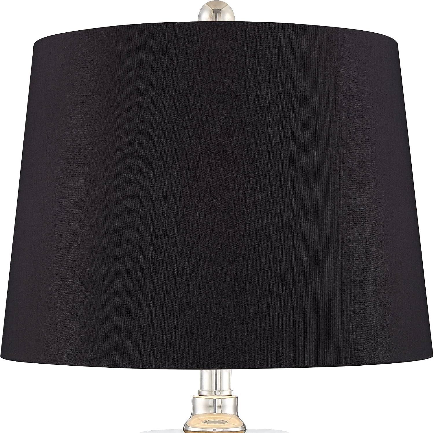 Regency Hill Luca Modern Glam Luxury Table Lamps 25.5' High Set of 2 with USB Port Clear Glass Chrome Black Fabric Drum Shade Decor for Living Room Bedroom House Bedside Nightstand Home
