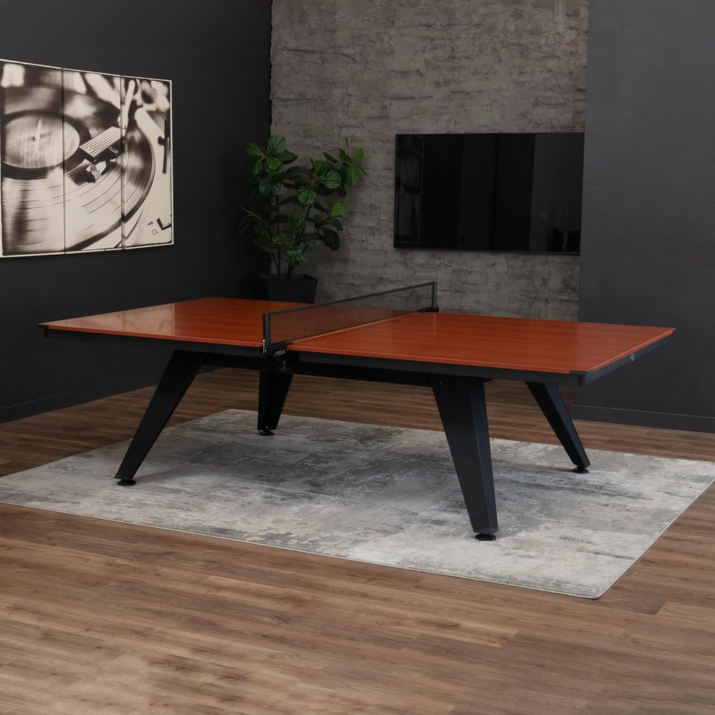 STIGA Ultra Indoor Table Tennis Table – 18mm Woodgrain Ping Pong Table with Steel Frame, Tournament Net & Post, Adjustable Leg Levelers, Modern Furniture-Style Design