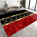 Modern European Style Luxury Art Area Rug - Black, Red, Gold for Living Room, Bedroom, Kitchen, Dining Room, Home Office - Anti-Slip Easy Clean Carpet, 5 x 6ft