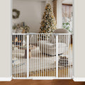 41' Extra Tall Cat Gate for Doorway, 40.6-54.7 Metal Pet Baby Safe Gate, Extra Wide Pressure Mounted Child Door with Expansion Kit, No Drilling No Climb Cat Fence Indoor, Tall Dog Gate, White