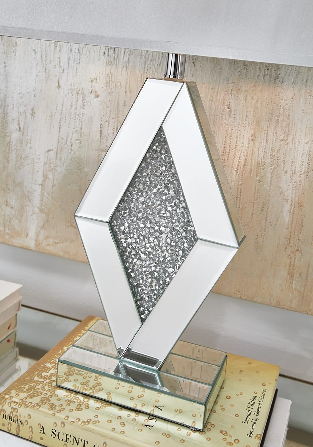 Signature Design by Ashley Prunella 30' Glam Crystal Bead Mirrored Glass Table Lamp, Silver