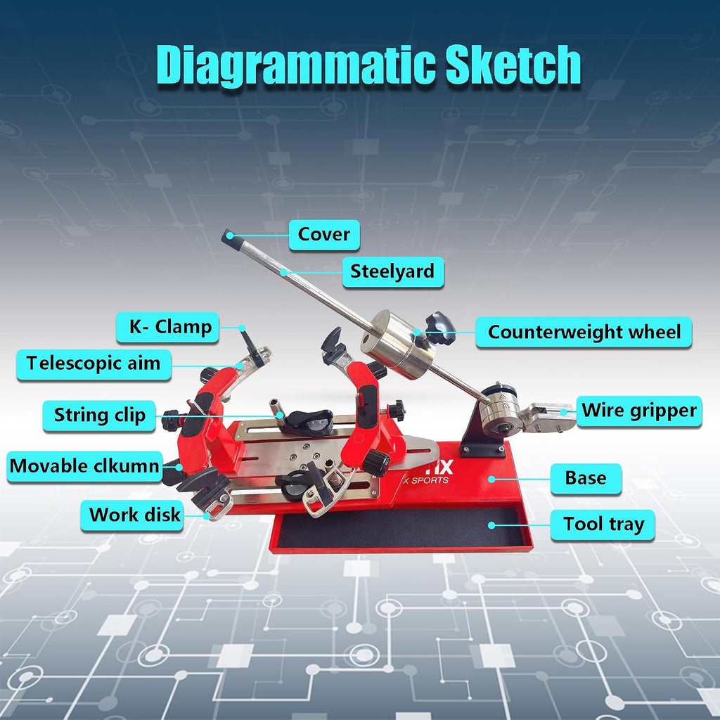 GT-120 Drop Weight Stringing Machine Manual Desktop Tennis Racket Stringing Machine, with Tools and Accessories