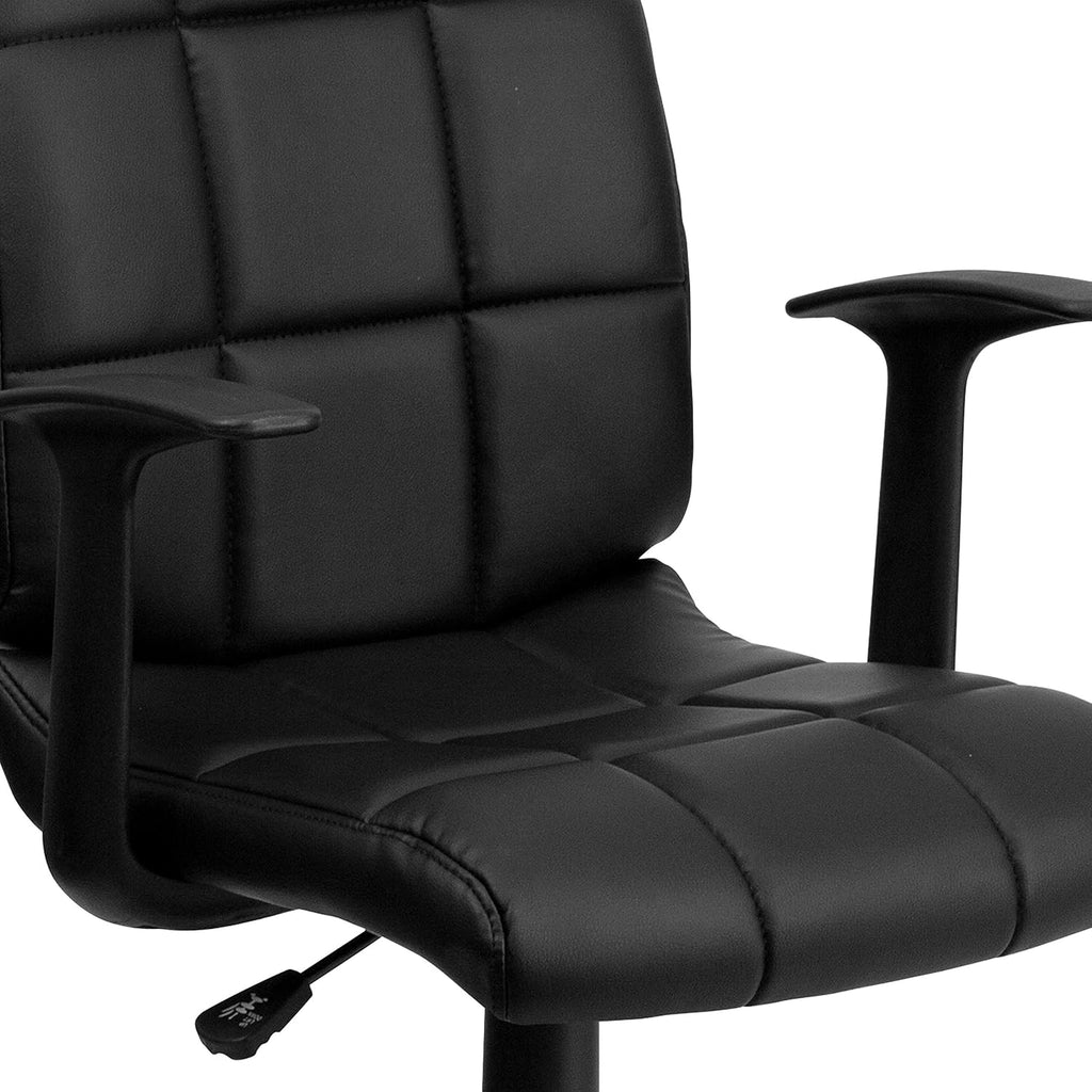 Flash Furniture Clayton Mid-Back Black Quilted Vinyl Swivel Task Office Chair with Arms